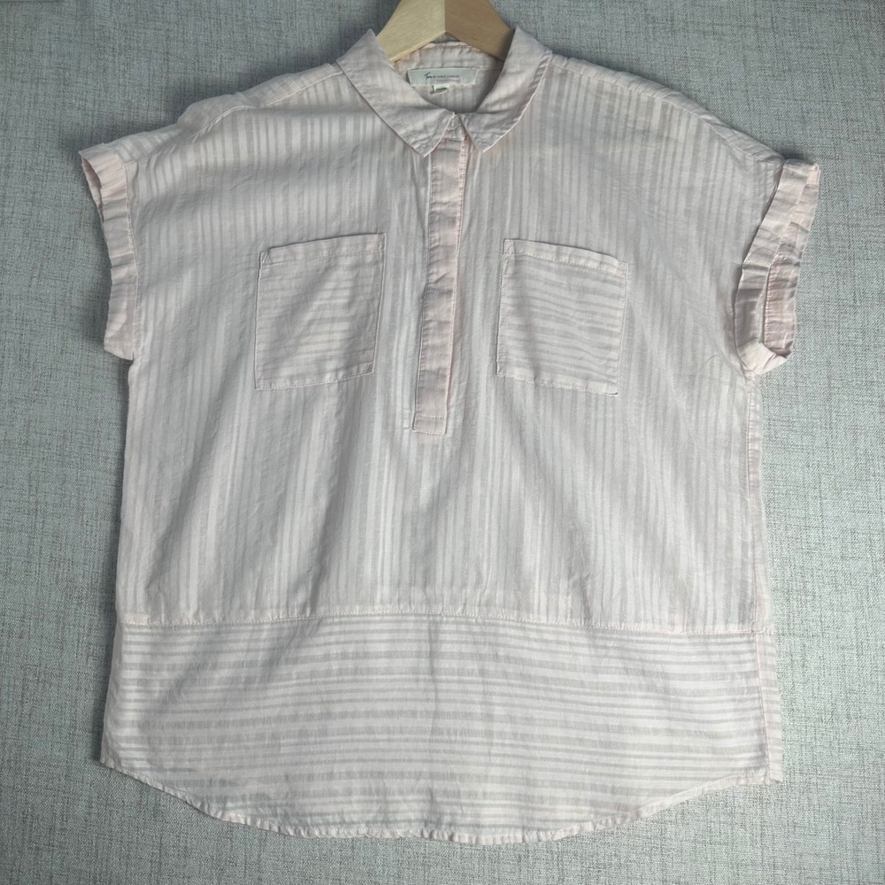 Two by Vince Camuto Pink Cotton Popover Shirt Size S Lightweight